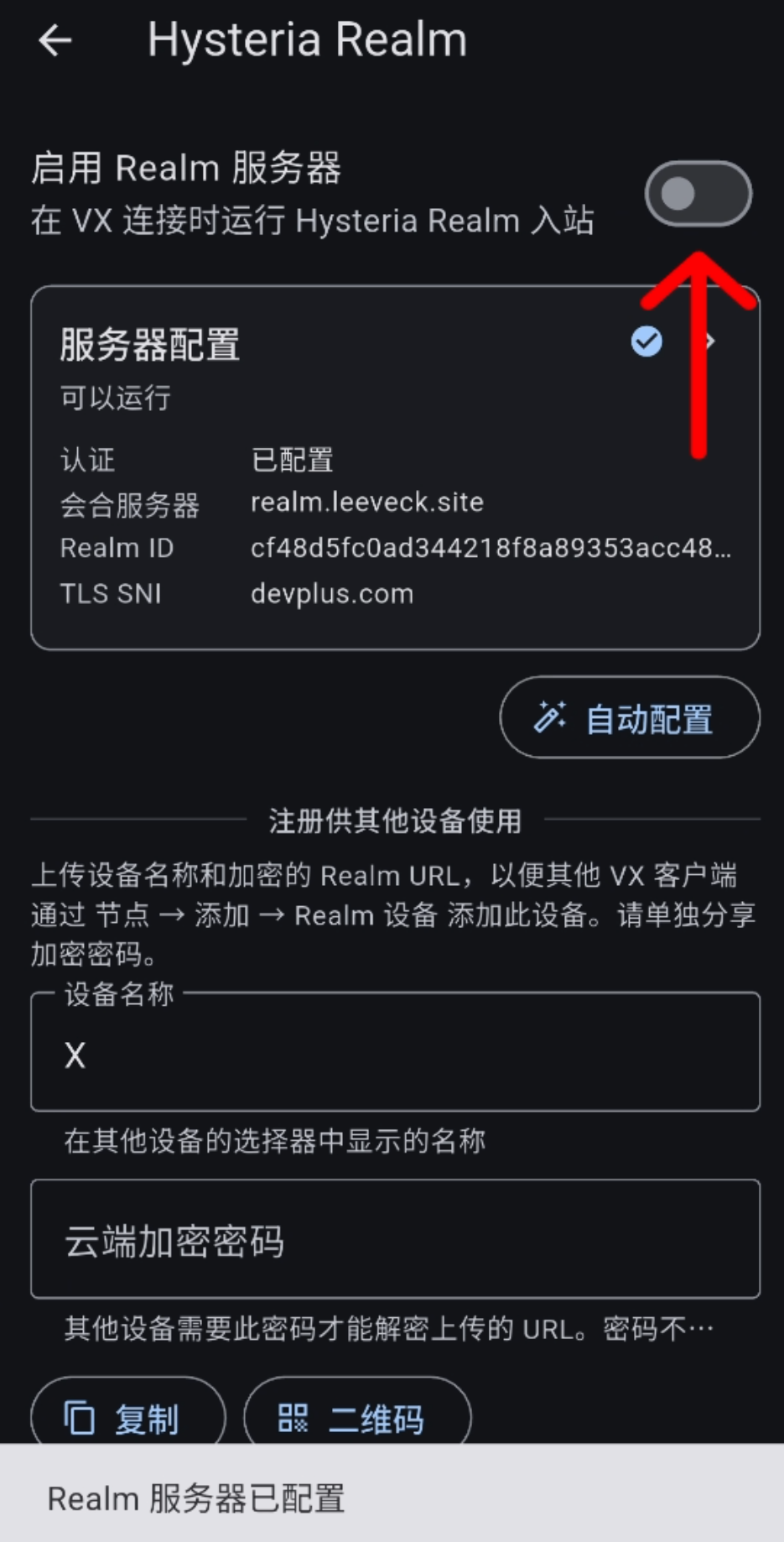 启用 Realm 服务器